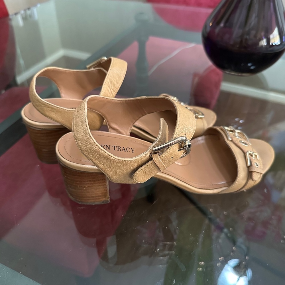 Ellen Tracy Heeled Tan Sandals